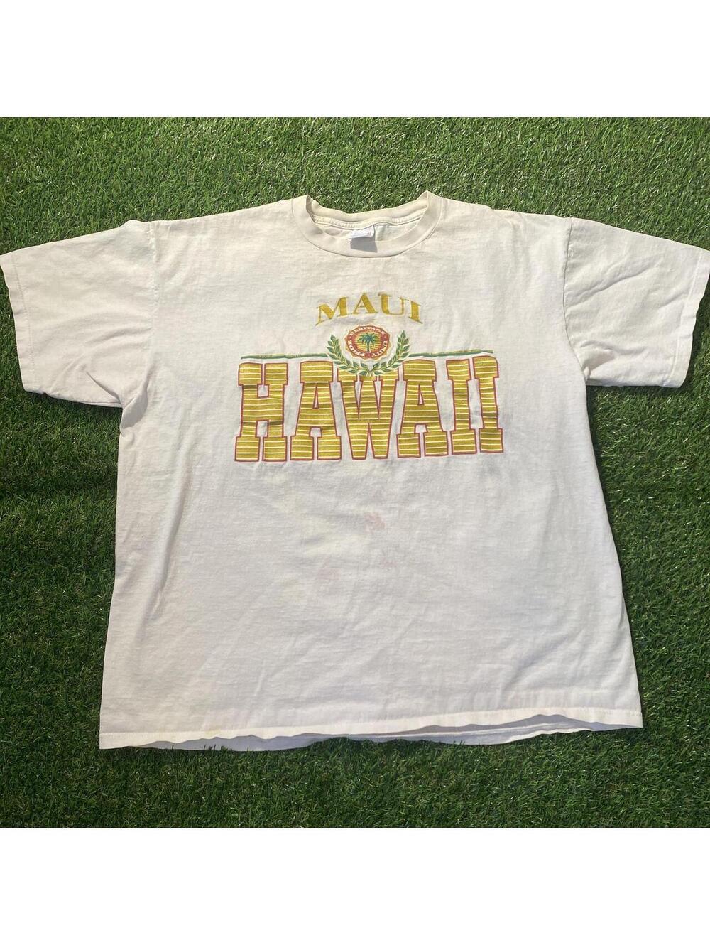 Vintage 90s Single Stitch Maui Hawaii white t-shirt